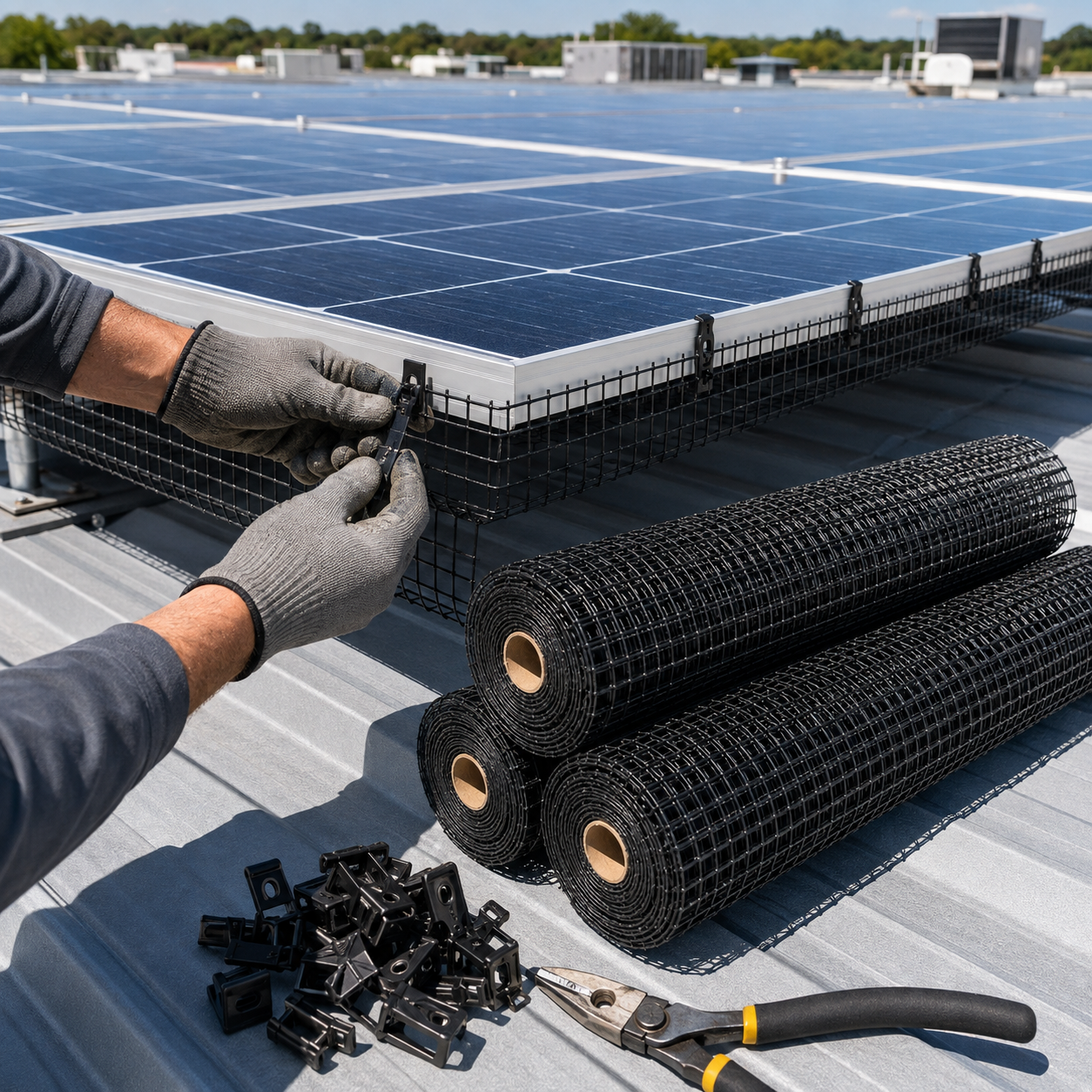 Solar Panel Bird Guard for Commercial Installers: Mesh Size, Coating, Clips and Bulk Packaging